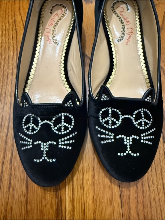 Charlotte Olympia Shoes - Charlotte Olympia Black Crystal Cat Face Loafers